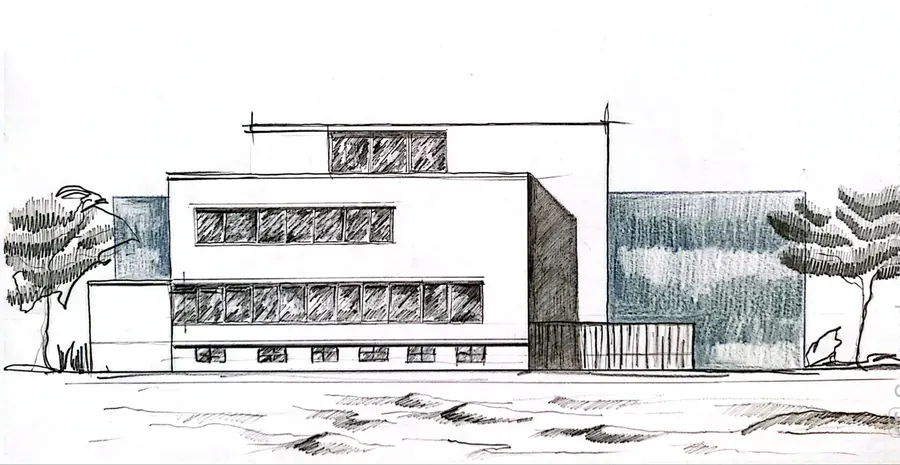 Casă modernistă — Fațadă cu vegetație