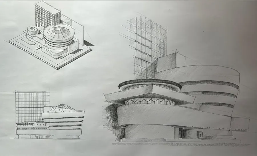 Guggenheim, schițe de volum — Studii rapide