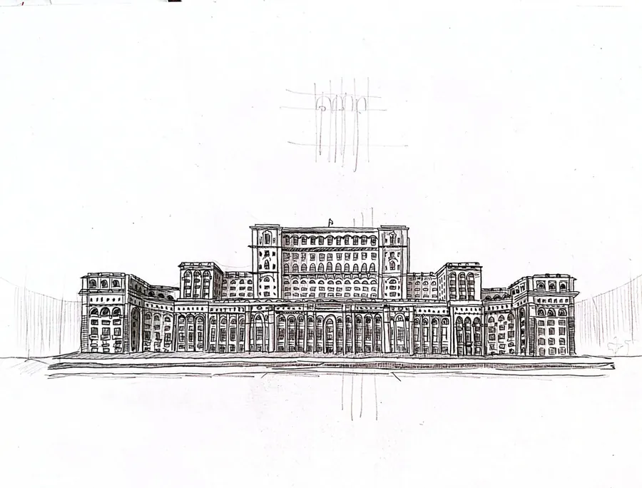 Palatul Parlamentului — Perspectivă frontală